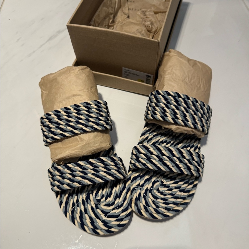 Roots Savoy two band sandal in blue denim NWT